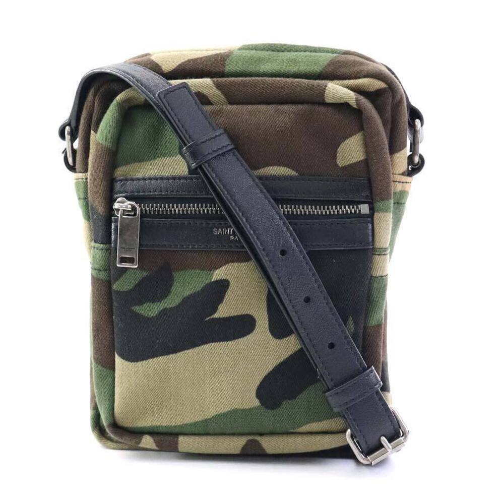 Saint Laurent Crossbody bag canvas leather Khaki Green black